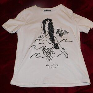 ZARA White Tee The Sea Small